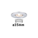 Round white recessed spotlight with 35 mm diameter for modern LED ceiling lighting