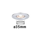 Round white recessed spotlight with 35 mm diameter for modern LED ceiling lighting