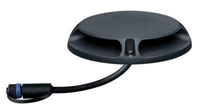 Rund sort plastikhus med kabel og stik til LED-belysningssystemer