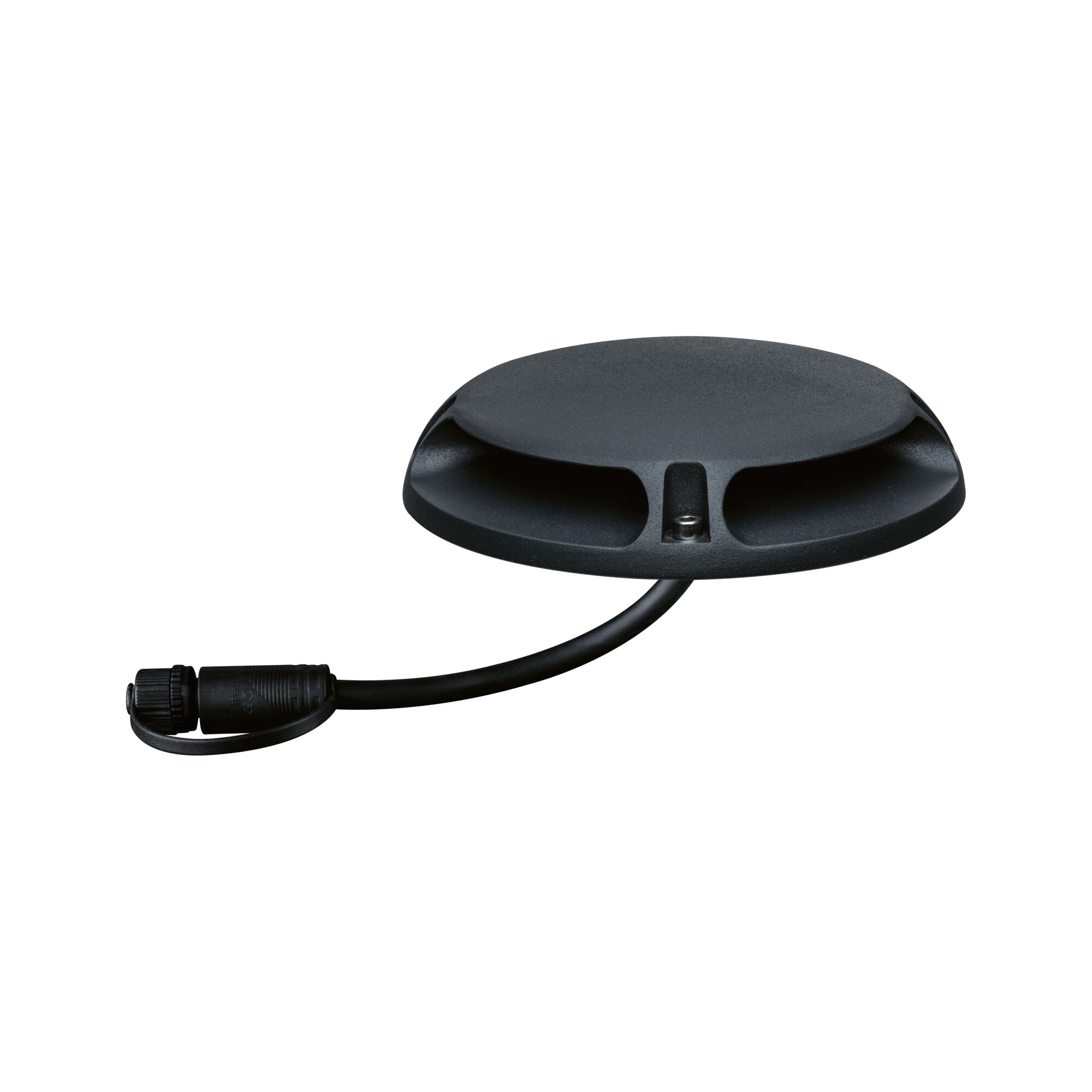 Black plastic housing with cable and connector for LED lighting systems and accessories