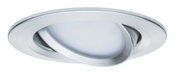 Round recessed spotlight in brushed silver aluminium with adjustable LED light for modern interiors