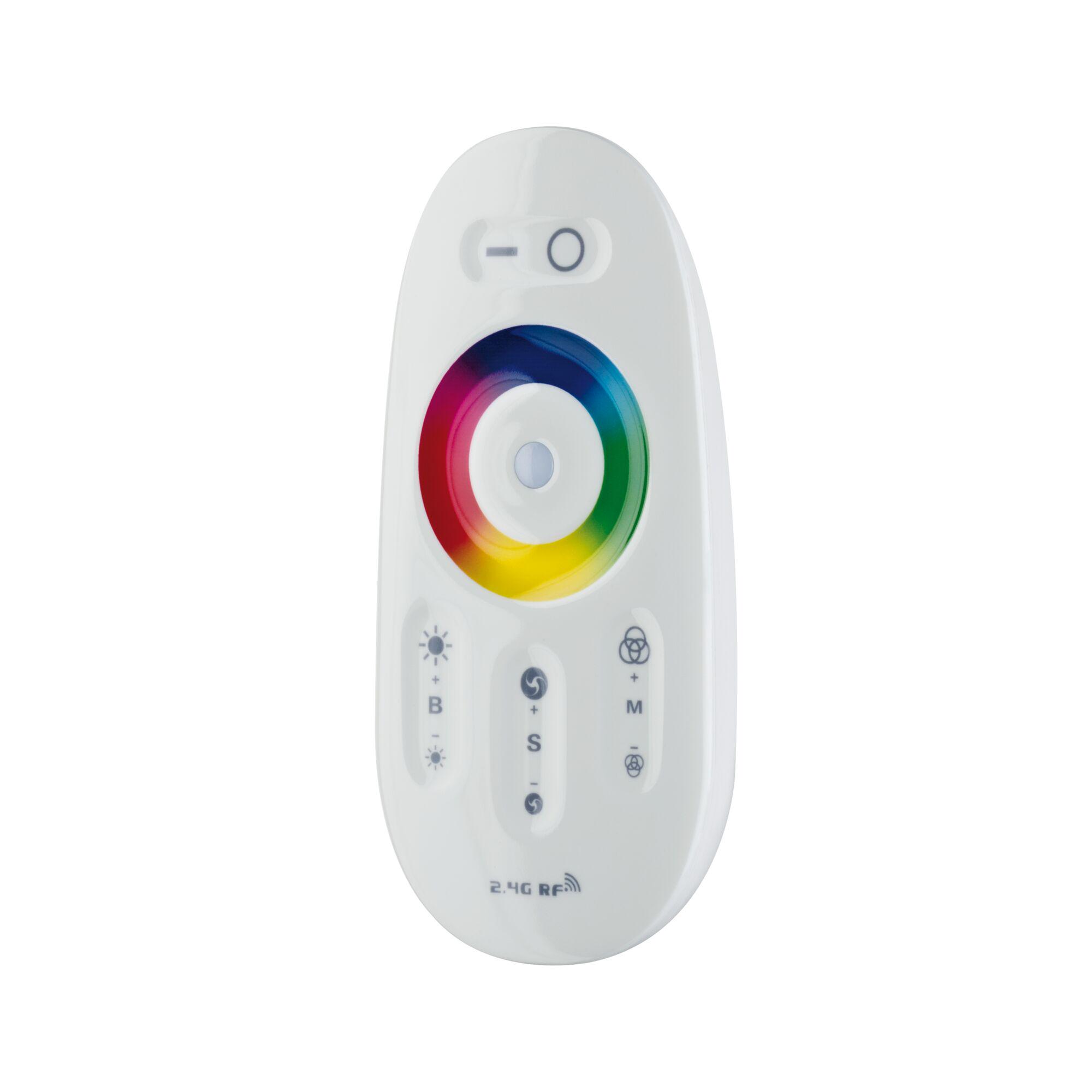 White LED remote control with color wheel and brightness adjustment for RGB lighting