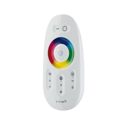 White LED remote control with color wheel and brightness adjustment for RGB lighting