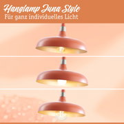 Juna Style hanglamp in matte koraalkleur met warm wit licht voor sfeervolle verlichting