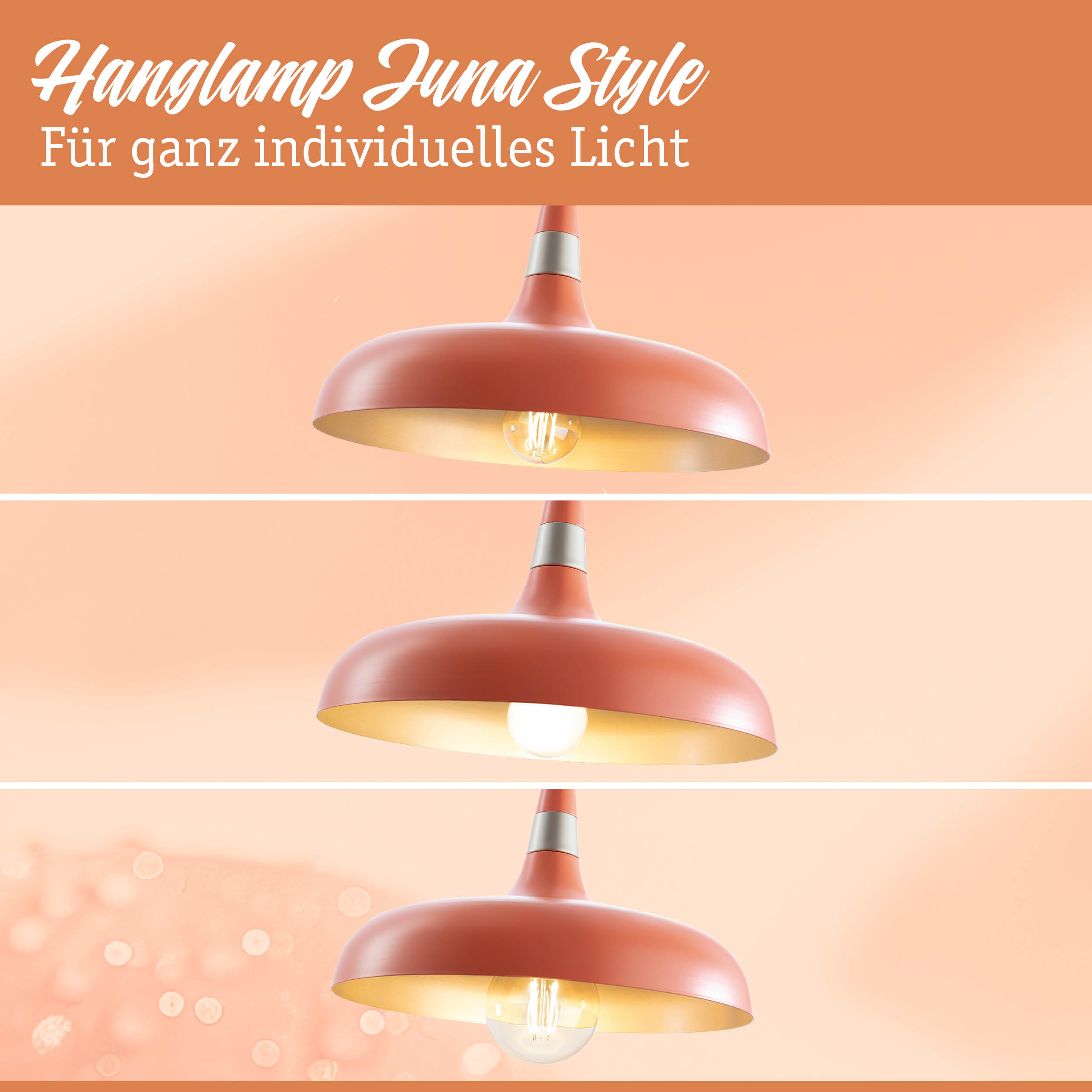 Juna Style hanglamp in matte koraalkleur met warm wit licht voor sfeervolle verlichting