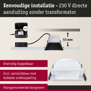 Witte vierkante LED inbouwspot met eenvoudige 230V directe aansluiting zonder transformator