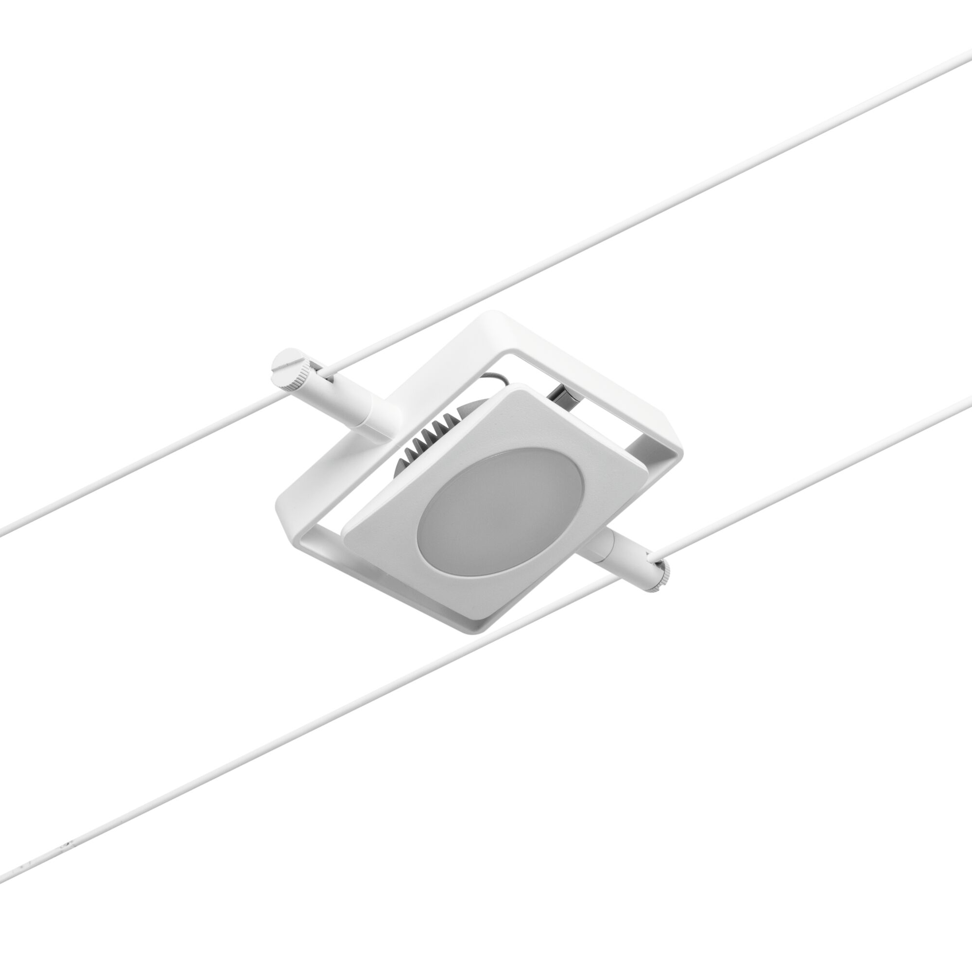 Weißer quadratischer LED-Strahler aus Metall mit verstellbarem Gelenk für Schienensysteme