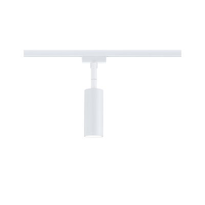 Modern white metal LED spotlight on track system for flexible room lighting solutions