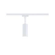 Modern white metal LED spotlight on track system for flexible room lighting solutions