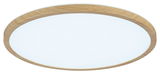 Round ceiling light with bright diffuser and oak wood frame for modern home lighting