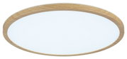Round ceiling light with bright diffuser and oak wood frame for modern home lighting
