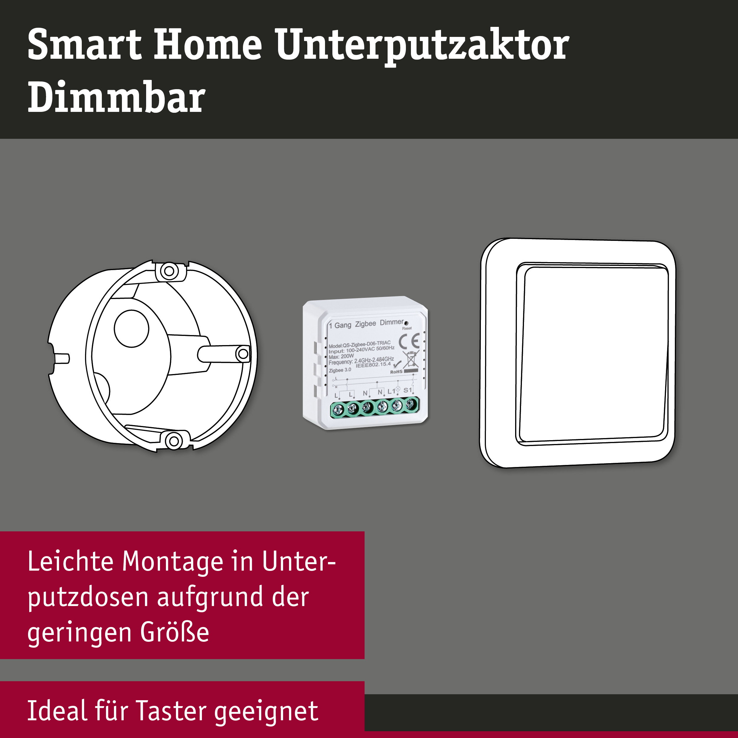 Unterputzaktor Smart Home Zigbee 3.0 Dim Weiß