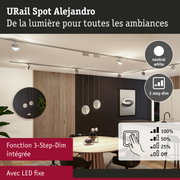 Spot LED URail Alejandro en blanc neutre avec fonction 3-step dim intégrée pour pièces à vivre