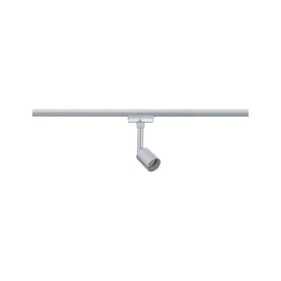 Silver metal LED spotlight on track system for flexible indoor lighting solutions