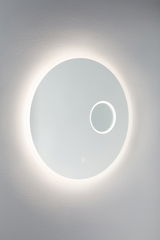 Ronde LED-spiegel met ingebouwde vergrotende spiegel en wit licht voor badkamerverlichting