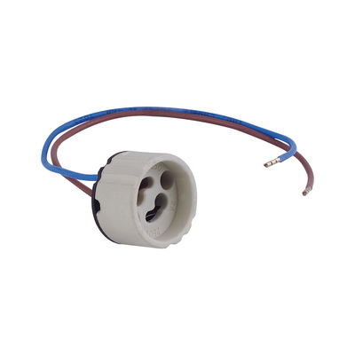 Adaptateur de douille en céramique blanche avec fils bleu et marron pour lampe LED