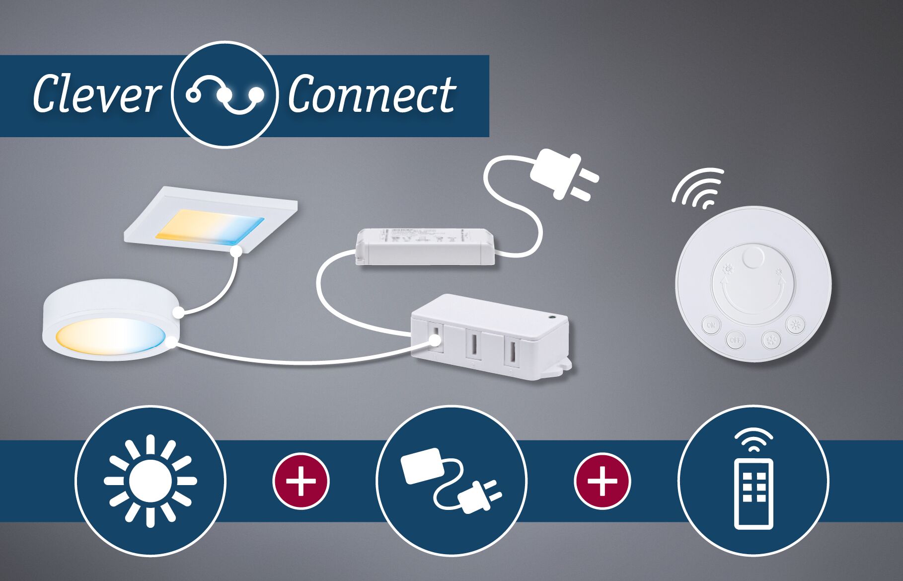 Paulmann Clever Connect LED-Beleuchtungssystem mit Steckernetzteil und Fernbedienung für smarte Lichtsteuerung