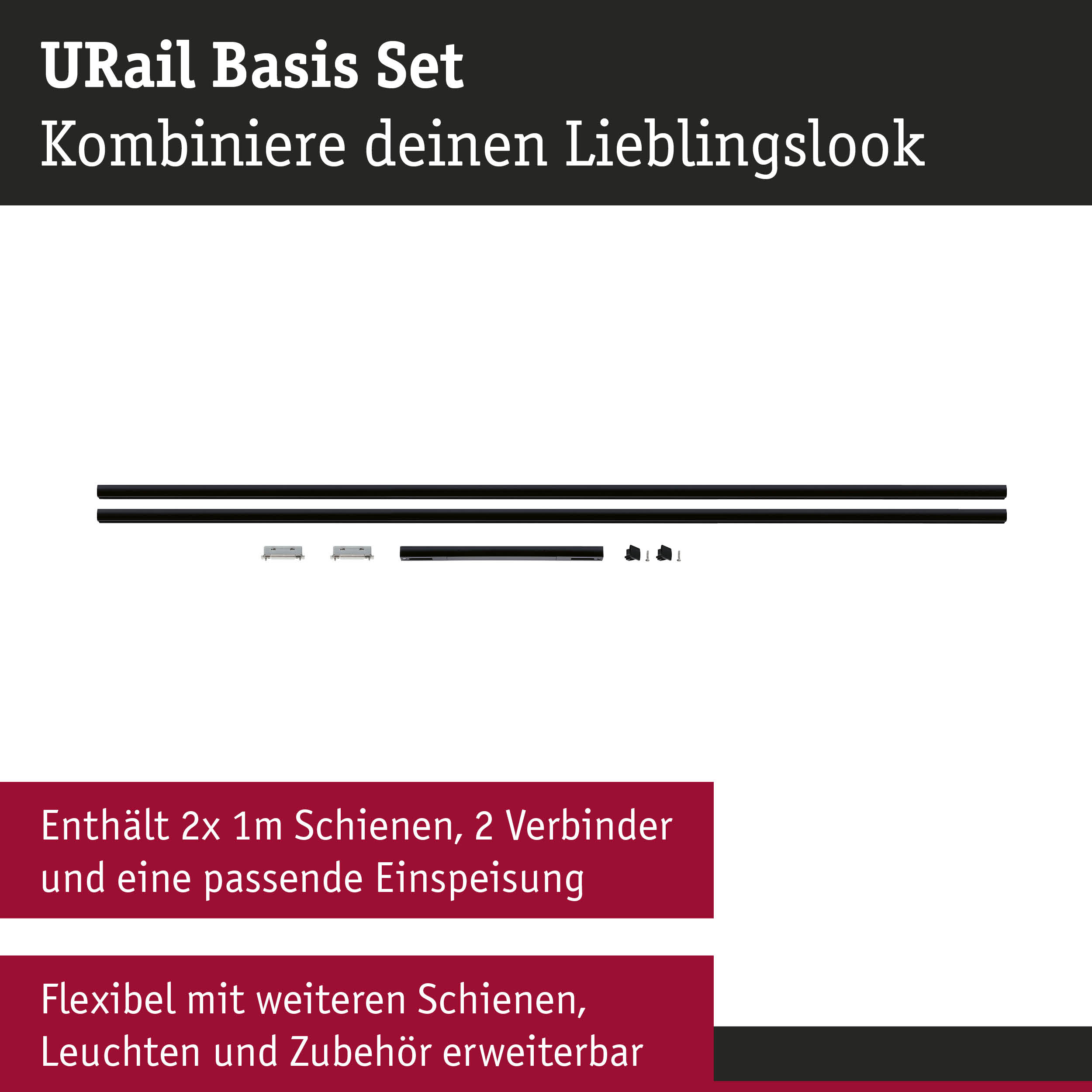 URail Schiene Basisset 230V Schwarz matt