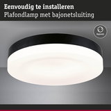 Zwarte plafondlamp met witte diffuser en bajonetmontage, eenvoudig te installeren