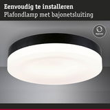 Zwarte plafondlamp met witte diffuser en bajonetmontage, eenvoudig te installeren