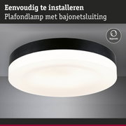 Zwarte plafondlamp met bajonetbevestiging en witte diffuser voor eenvoudige installatie