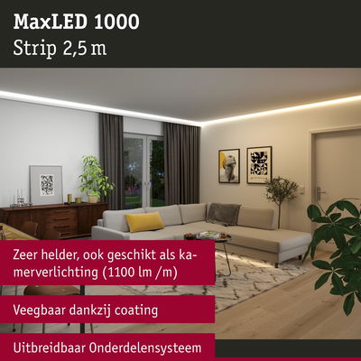MaxLED 1000 LED-strip 2,5 m met heldere, veegbare coating voor kamer- en sfeerverlichting