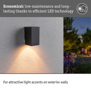 LED Wall light Flame insect friendly IP44 angular 58x103mm 2200K 4W 265lm 230V 75° Anthracite Metal