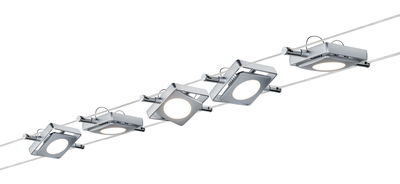 Moderne LED-kabelspots met vierkante zilveren aluminium behuizing voor flexibele verlichting