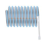 Flexible LED strip light with blue illumination and white connector cable for modern room lighting