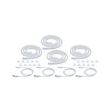 Four white LED light strips with USB cables and clips for flexible lighting solutions.