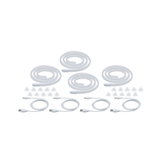 Quatre bandes LED blanches avec câbles USB et clips pour un éclairage flexible.