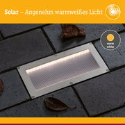 Solar LED Bodeneinbauleuchte Sorea Dämmerungssensor IP67 eckig 200x100mm 3000K 0,3W 16lm 3,7V Eisen gebürstet ABS/Polycarbonat/Edelstahl