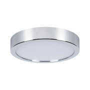Round ceiling light with chrome edge and white plastic diffuser for modern indoor lighting