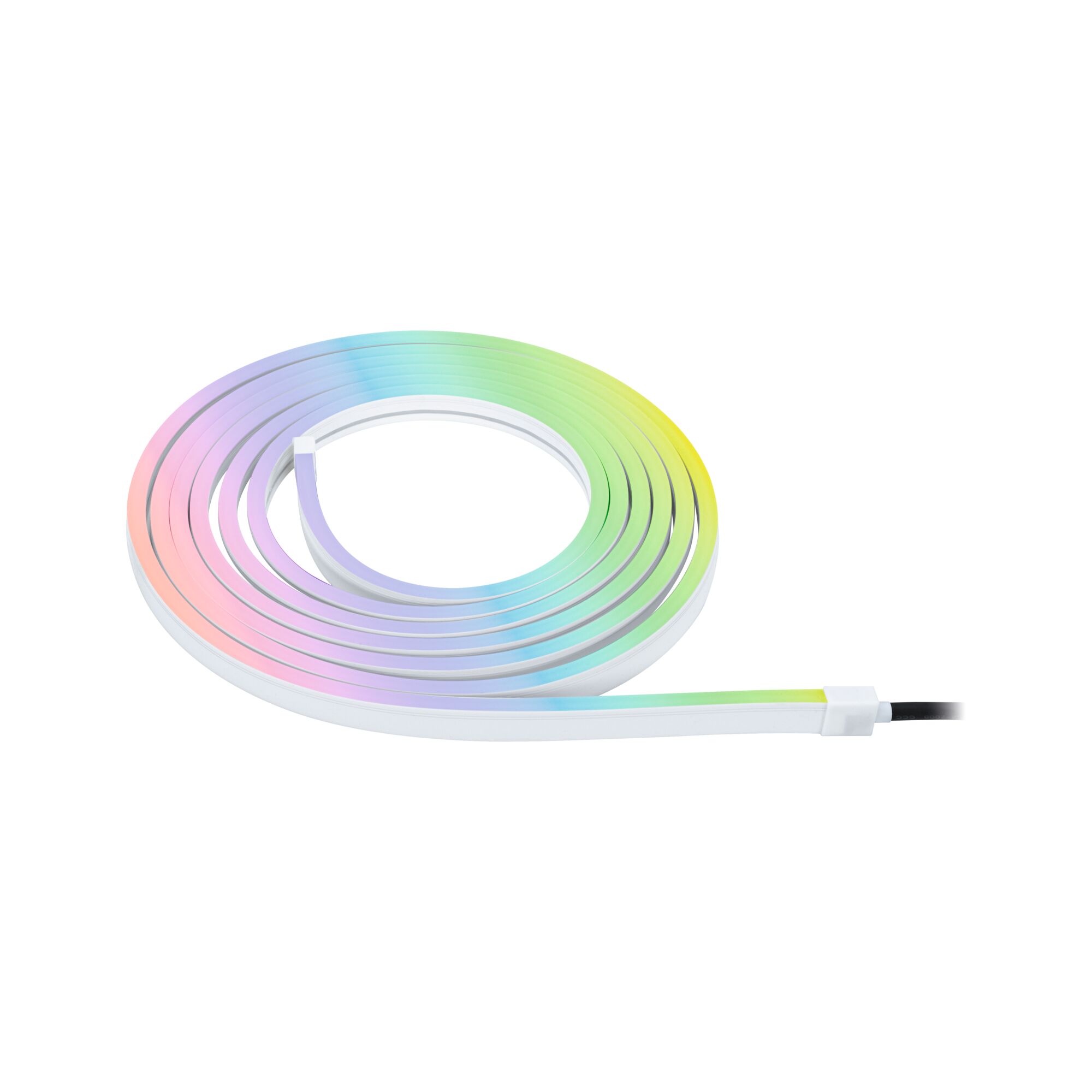 Farverigt RGB LED-lysstribe i hvid til alsidig rum- og dekorationsbelysning.
