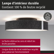 Lampe de plafond en feutre recyclé gris foncé avec LED économique et isolation phonique intégrée