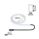 White plastic LED light strip 200 cm long and 8.8 mm wide for flexible lighting solutions