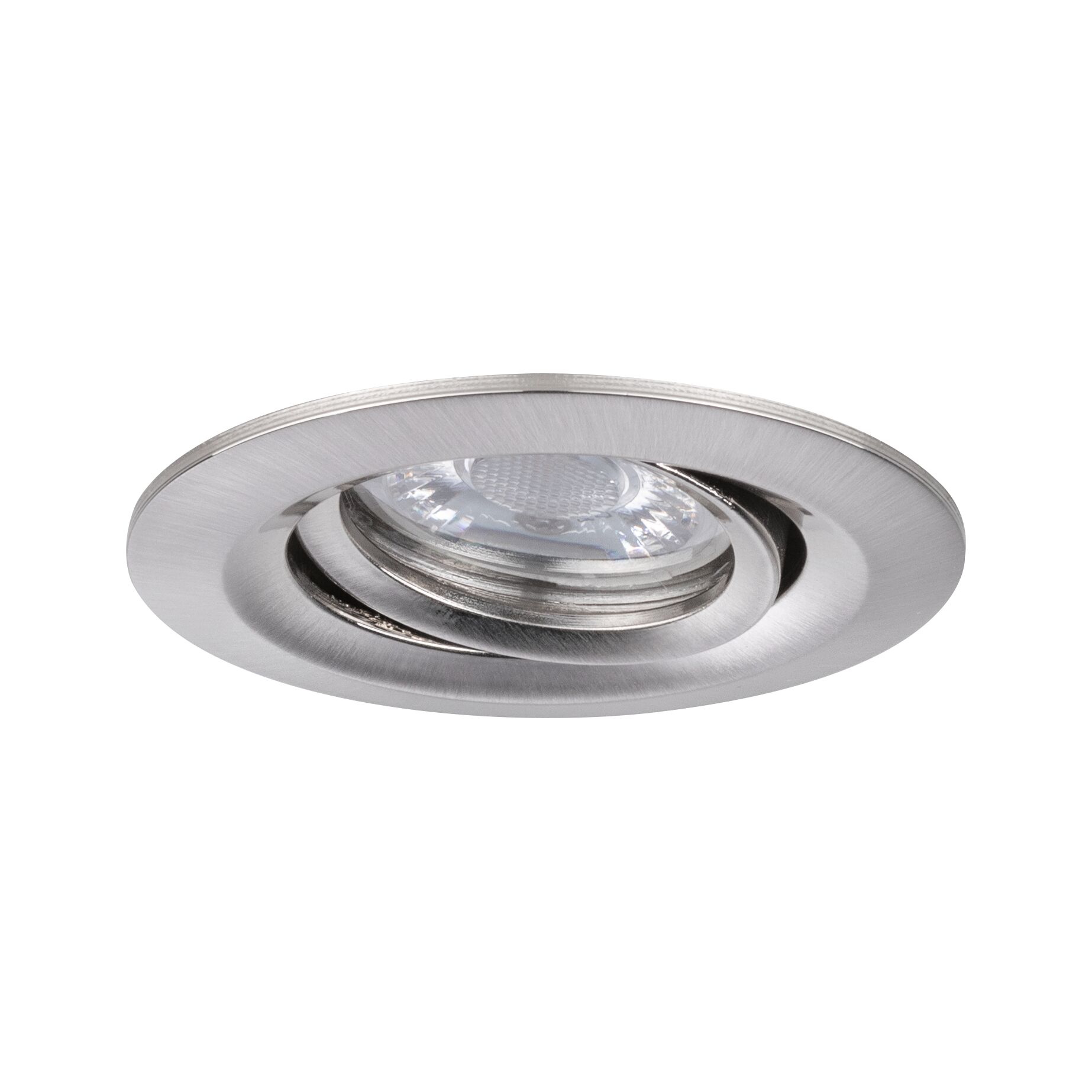 Runder Einbaustrahler aus gebürstetem Aluminium in Silber für moderne LED-Beleuchtung