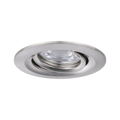 Round recessed spotlight in brushed silver aluminum for modern LED lighting solutions