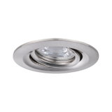 Round brushed stainless steel recessed spotlight in silver with LED light for modern indoor lighting