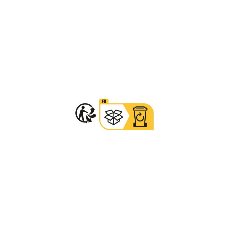 Symbole de recyclage et d'élimination des emballages avec fond jaune et poubelle