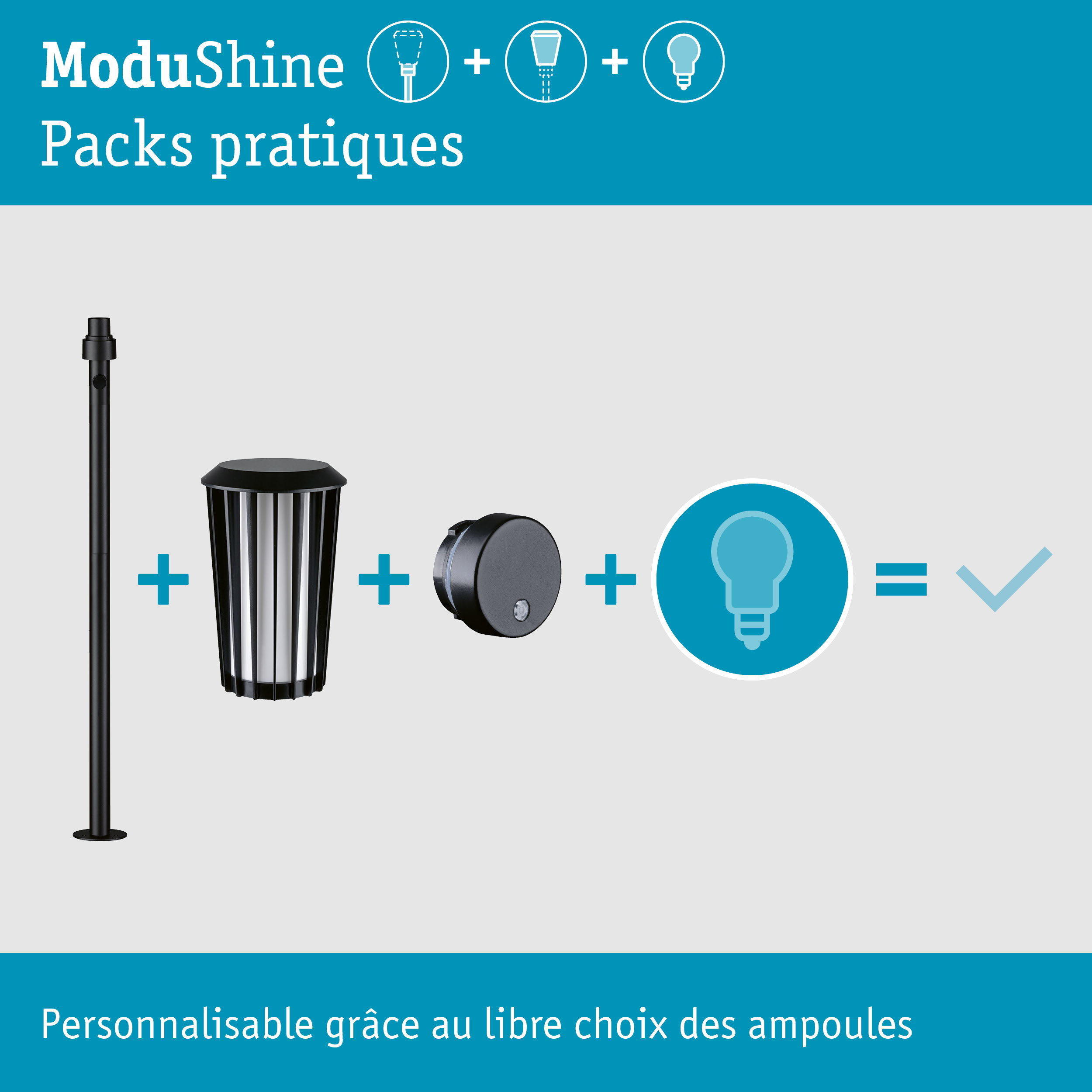Kit ModuShine Borne Trivana moyen avec capteur Anthracite