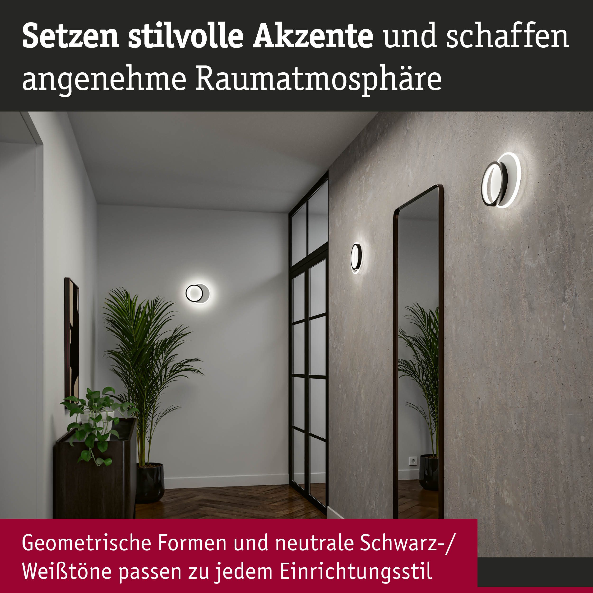Moderne Wandlampen mit geometrischem Design in Schwarz-Weiß für stilvolle Raumbeleuchtung und Akzente