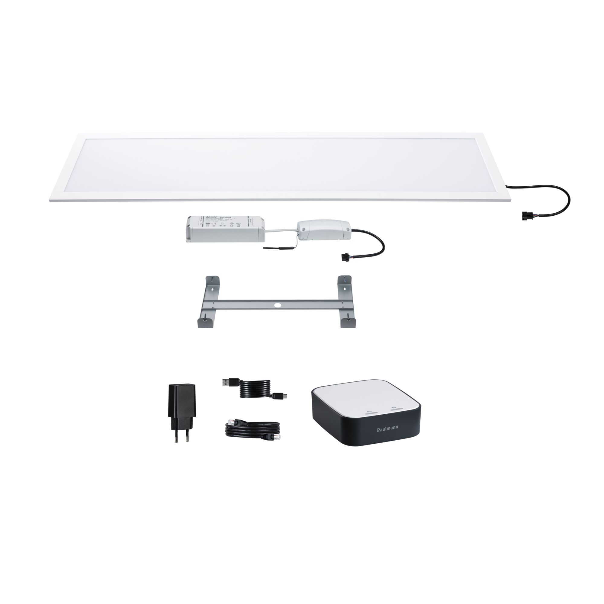 Panneau LED blanc plat avec pilote, support et unité de contrôle pour éclairage intelligent