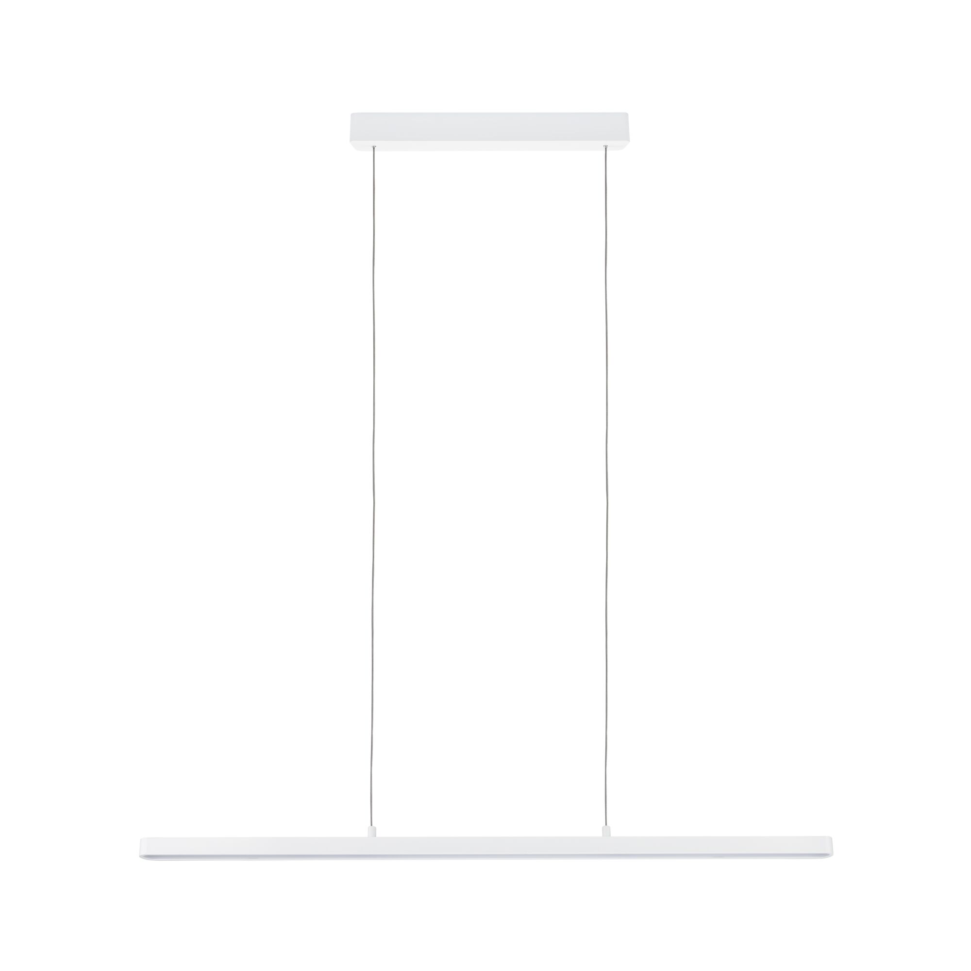 Minimalist white metal LED pendant light with slim design for modern interior lighting