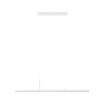 Minimalist white metal LED pendant light with slim design for modern interior lighting