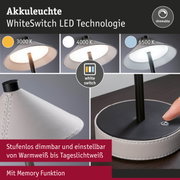Akkuleuchte mit WhiteSwitch LED Technologie in Weiß mit dimmbarer Farbtemperatur von 3000K bis 6500K