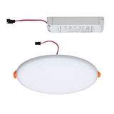 Round white LED recessed panel with orange clips and white driver for modern lighting solutions