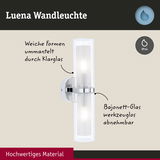 Luena Wandleuchte aus klarem Glas mit weichen Formen und abnehmbarem Bajonett-Glas, IP44 Schutz