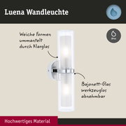 Luena Wandleuchte aus klarem Glas mit Chromhalterung, IP44 Schutz für Badezimmerbeleuchtung