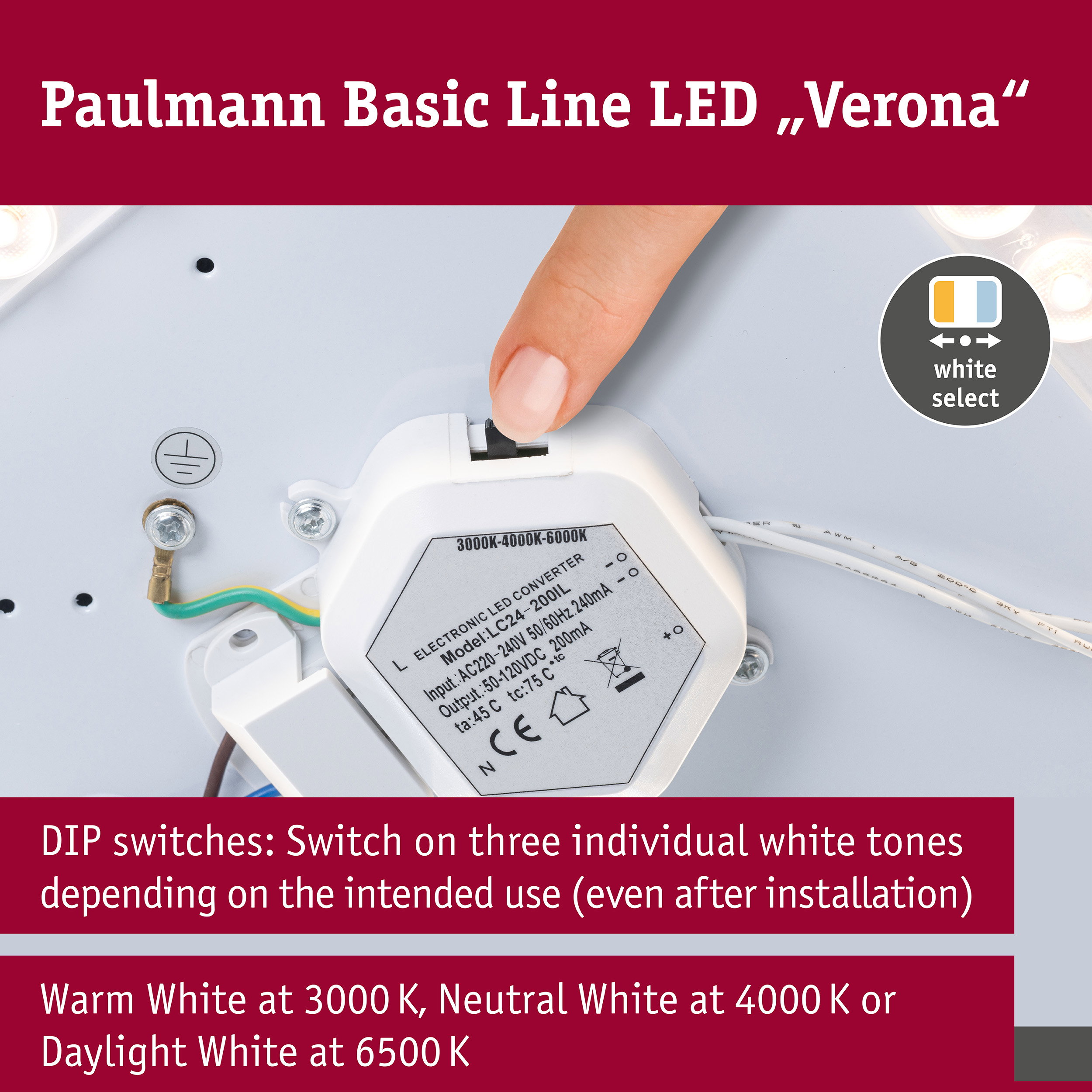 LED Ceiling light Verona White Select 375mm 230V 21,2W White